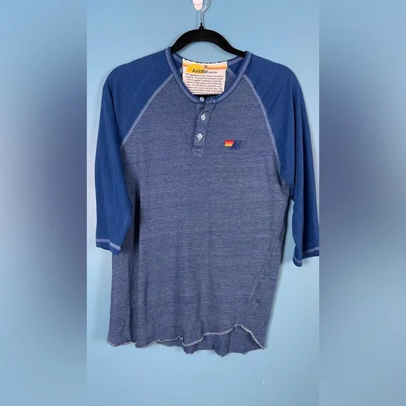 RARE 🌈AVIATOR NATION HENLEY w WILD SPIRIT PRINT ON BACK - Picture 2 of 3